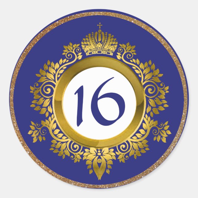 Pegatinas de los 16 cumpleaños de Ornate Gold y Bl (Anverso)