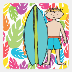 Pegatinas de los chicos rubios surfistas