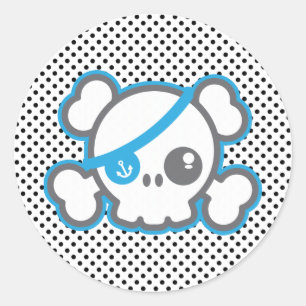 Pegatinas de los cráneos del pirata de Kawaii
