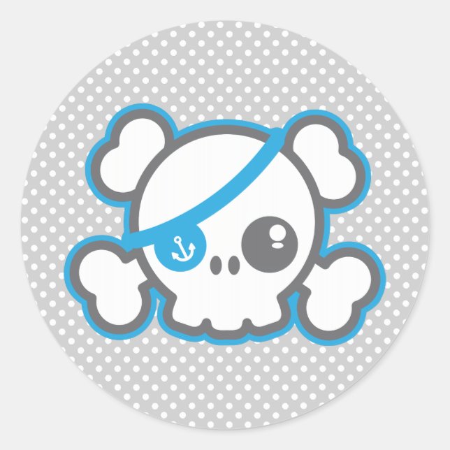 Pegatinas de los cráneos del pirata de Kawaii (Anverso)
