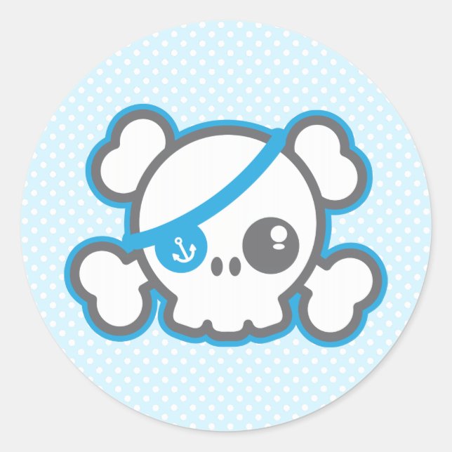 Pegatinas de los cráneos del pirata de Kawaii (Anverso)
