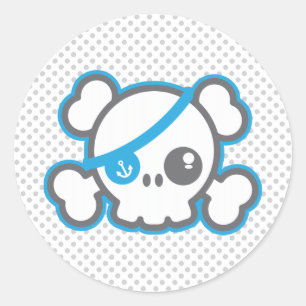 Pegatinas de los cráneos del pirata de Kawaii
