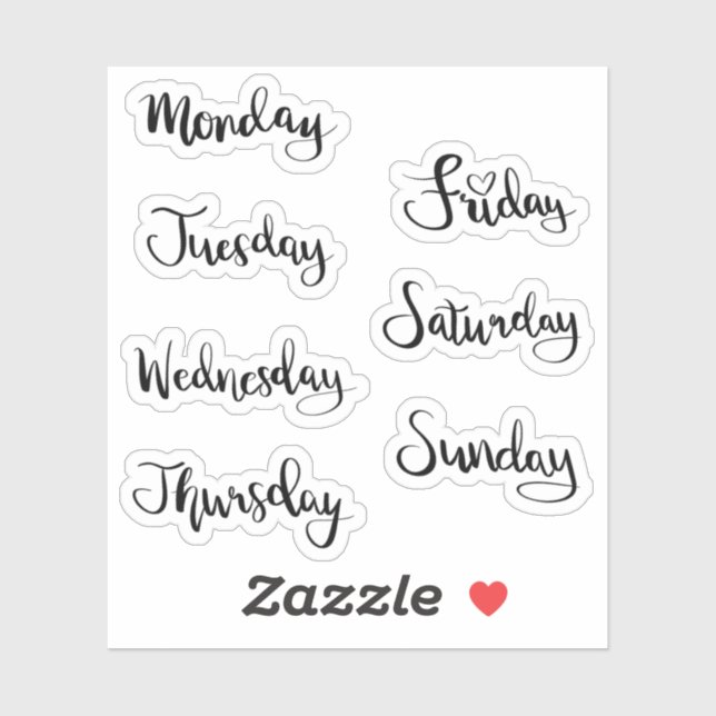 Pegatinas de los días de la semana (Hoja)