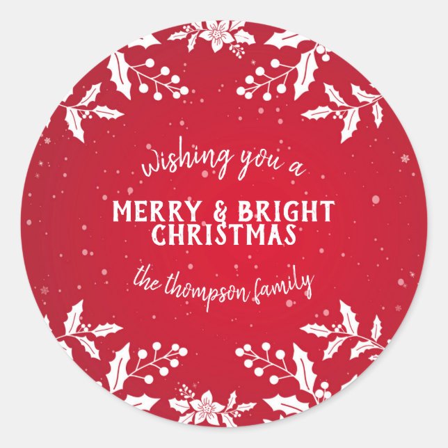 Pegatinas de los Festejos blancos y rojos Holly (Anverso)