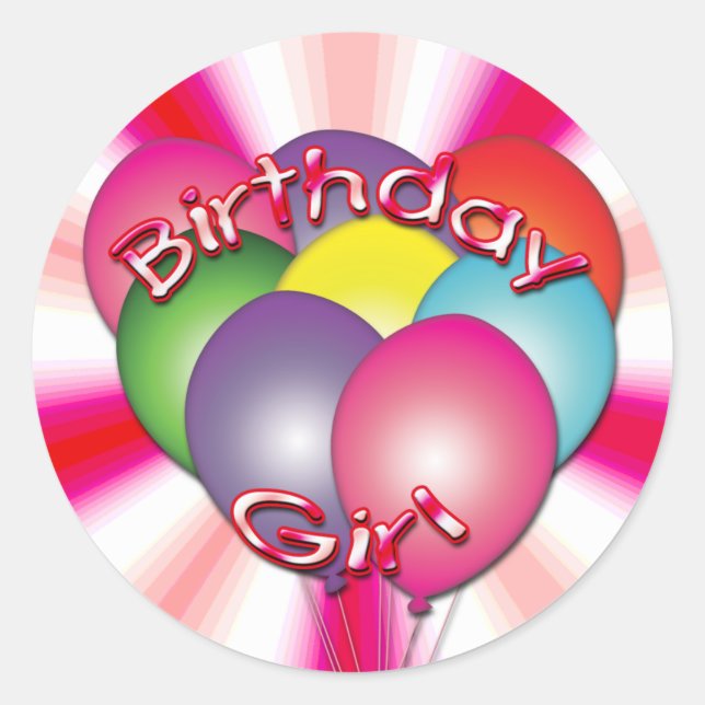 Pegatinas de los globos Chicas de cumpleaños (Anverso)