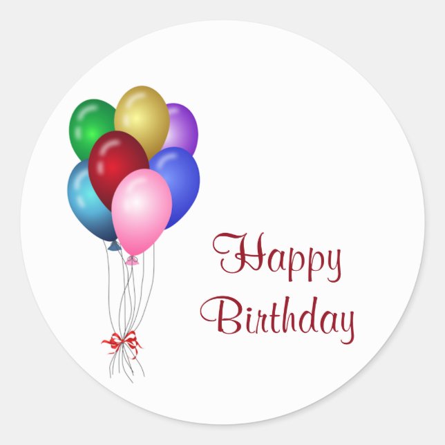 Pegatinas de los globos de cumpleaños felices (Anverso)