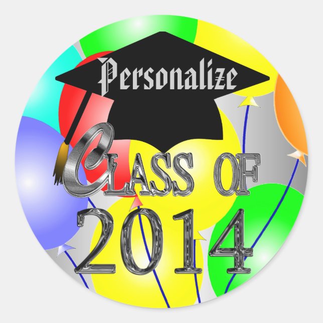 Pegatinas De Los Globos De Graduación De 2014 (Anverso)