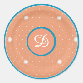 Pegatinas de los Monogramas Aqua y Coral