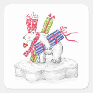 Pegatinas de los regalos del navidad del oso polar