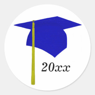 Pegatinas de los tapones de graduación azules y am
