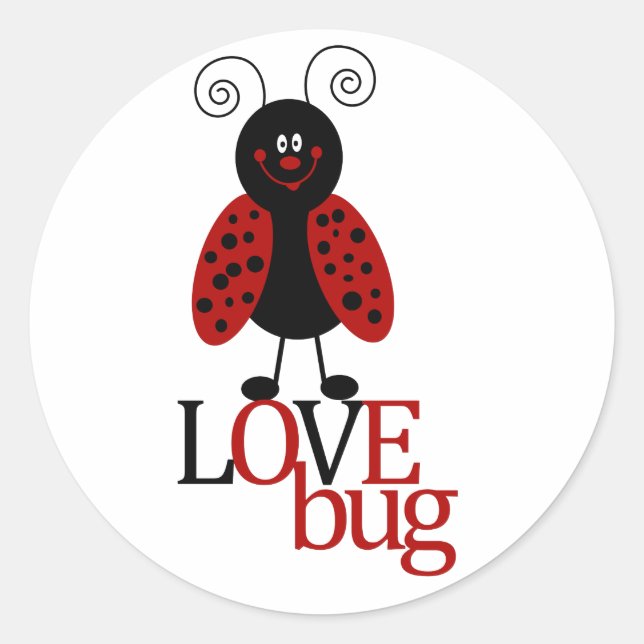 Pegatinas de "LOVE BUG" de chispa roja y negra (Anverso)