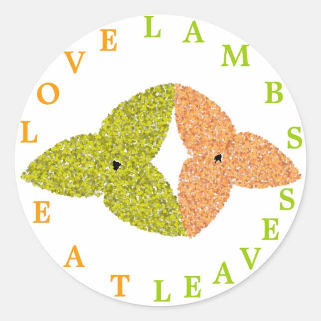 Pegatinas de Love Lambs Eat Leaves (Anverso)