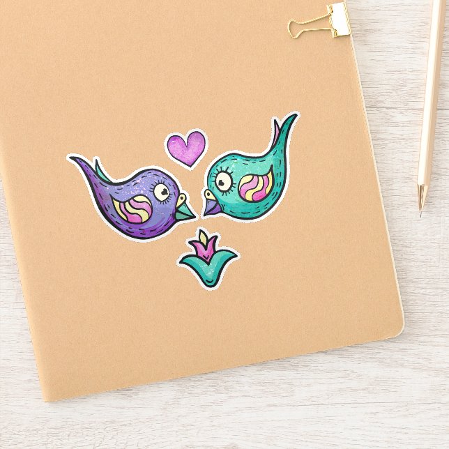 Pegatinas de Lovebirds acuarela de San Valentín (Cuaderno)