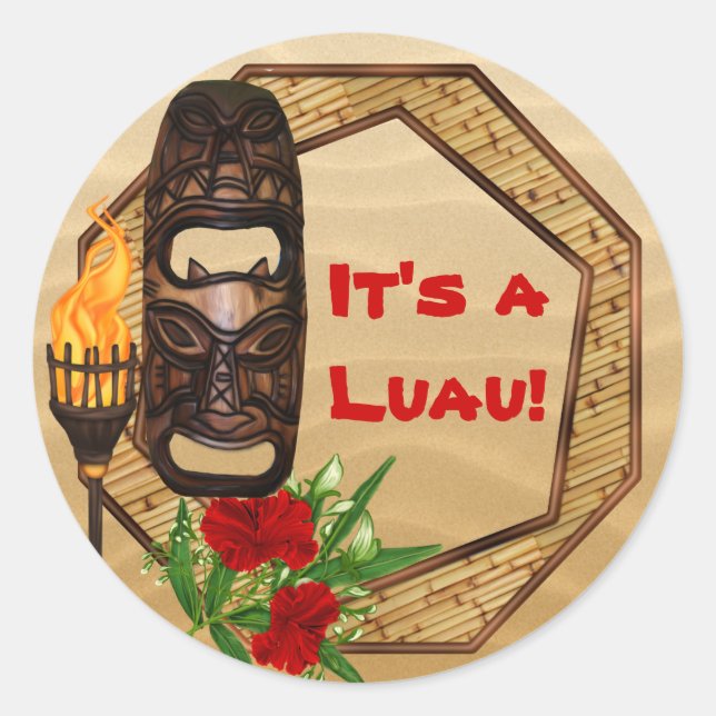 Pegatinas de Luau Hawaiano Tiki (Anverso)