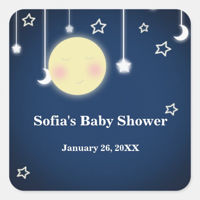 Pegatinas de luna y estrellas para fiesta de baby  (Anverso)
