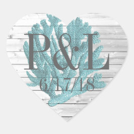 Pegatinas de madera y coral de playa personalizado