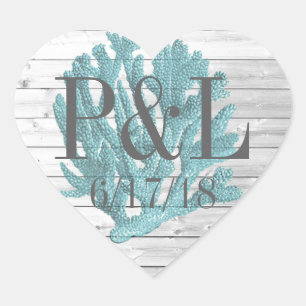 Pegatinas de madera y coral de playa personalizado