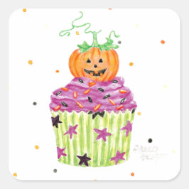 Pegatinas de magdalenas de calabaza de Halloween