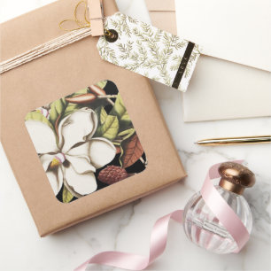 Pegatinas de Magnolia Vintage sobre Negro