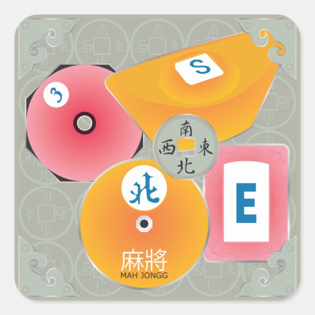 Pegatinas de Mah Jongg Bettors (Anverso)