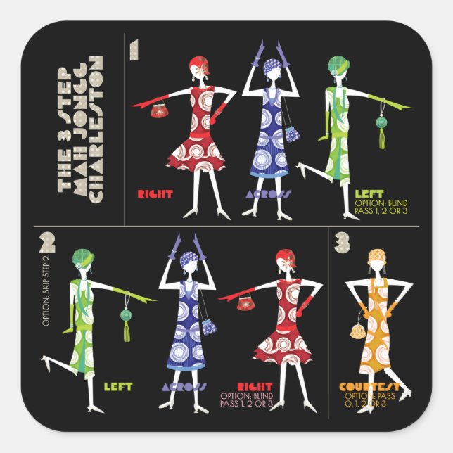 Pegatinas de Mah Jongg Charleston (Anverso)