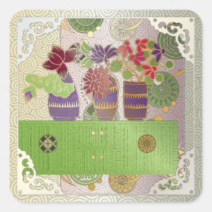 Pegatinas de Mah Jongg Green Table