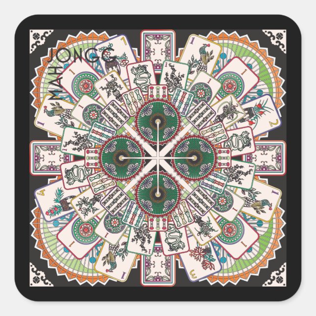 Pegatinas de Mah Jongg Limerick Kong (Anverso)