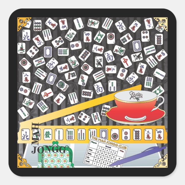 Pegatinas de Mah Jongg Limerick Mahj (Anverso)