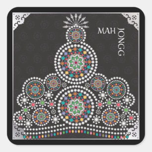 Pegatinas de Mah Jongg Limerick Taj