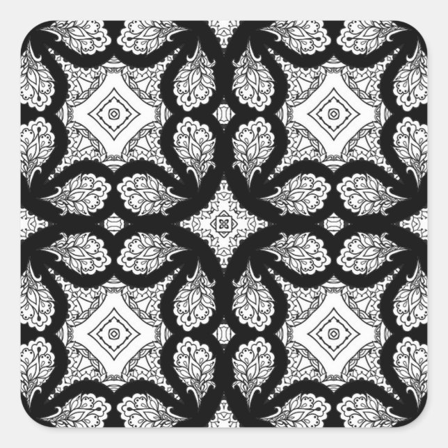 Pegatinas de Mandala en blanco y negro (Anverso)