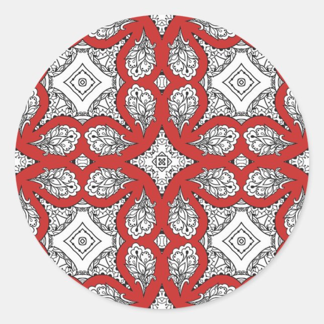Pegatinas de Mandala en rojo, negro y blanco (Anverso)