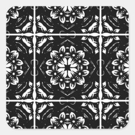 Pegatinas de Mandala floral blanca y negra