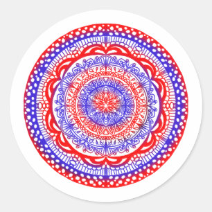 Pegatinas de mandala roja y azul