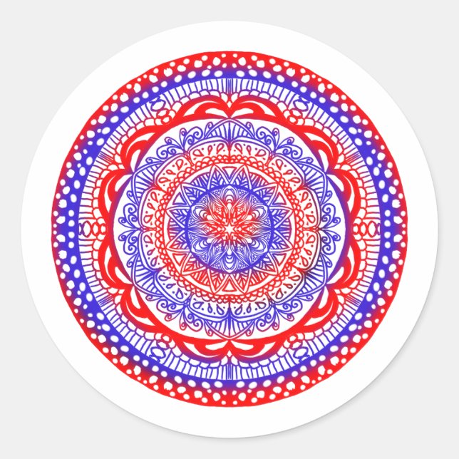 Pegatinas de mandala roja y azul (Anverso)