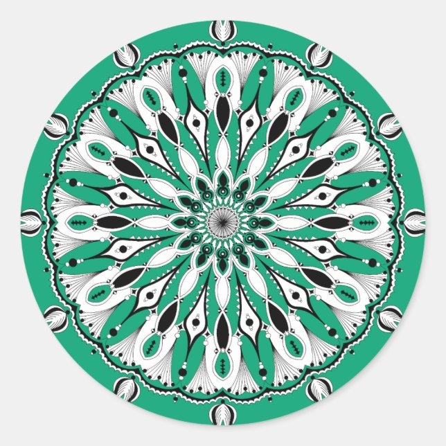 Pegatinas de Mandala Verde (Diseño 2) (Anverso)