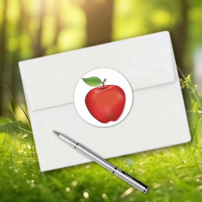Pegatinas de Manzana Roja Deliciosa Sabrosas (Tasty Red Delicious Apple Stickers. It’s Apple Time! An original drawing from my garden.)