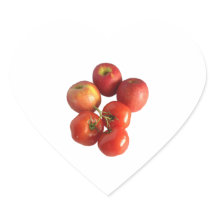 Pegatinas de manzanas y tomates frescos