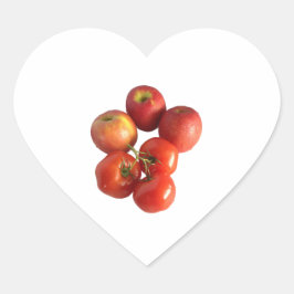 Pegatinas de manzanas y tomates frescos