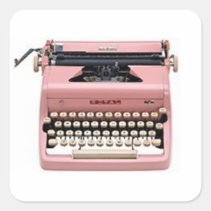 Pegatinas de máquina de escribir manual rosa (cuad