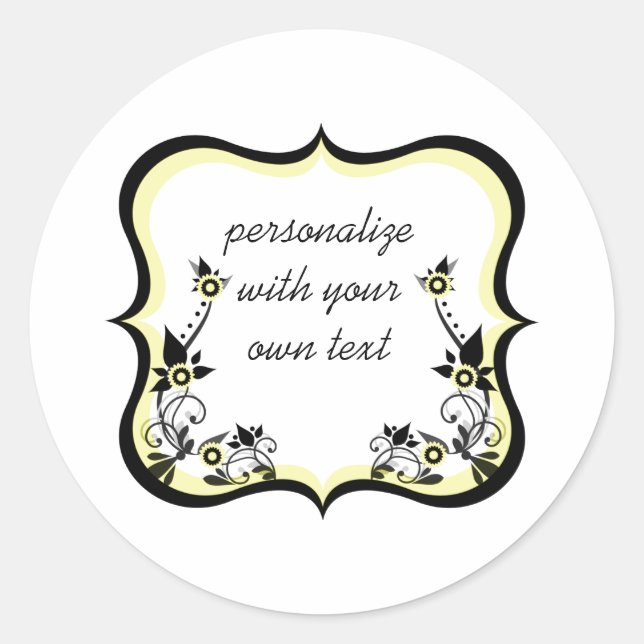 Pegatinas de marco floral, amarillo claro (Anverso)