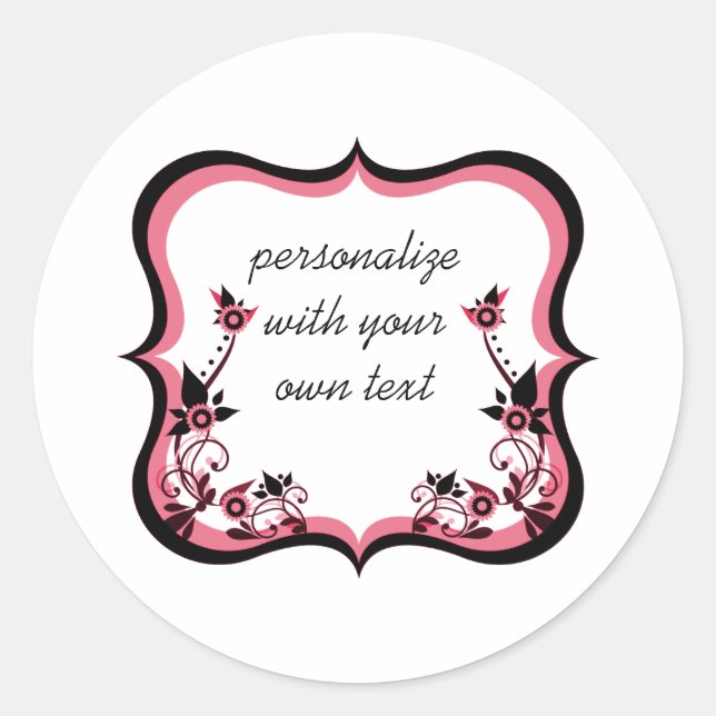 Pegatinas de marco floral, rosado (Anverso)