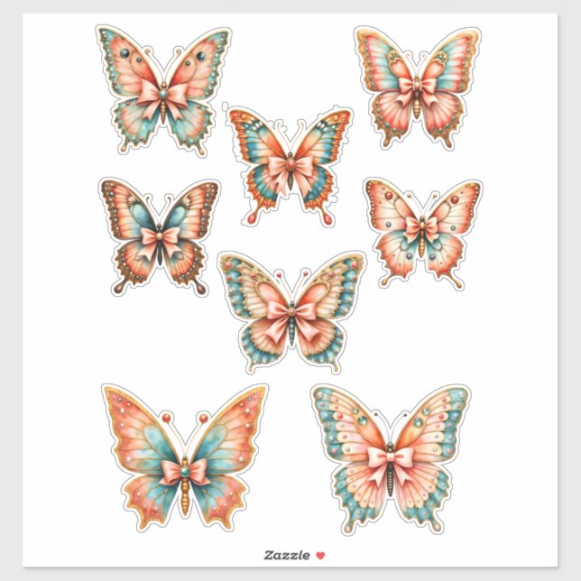 Pegatinas de mariposa de vinilo de lámina azul y c (Hoja)