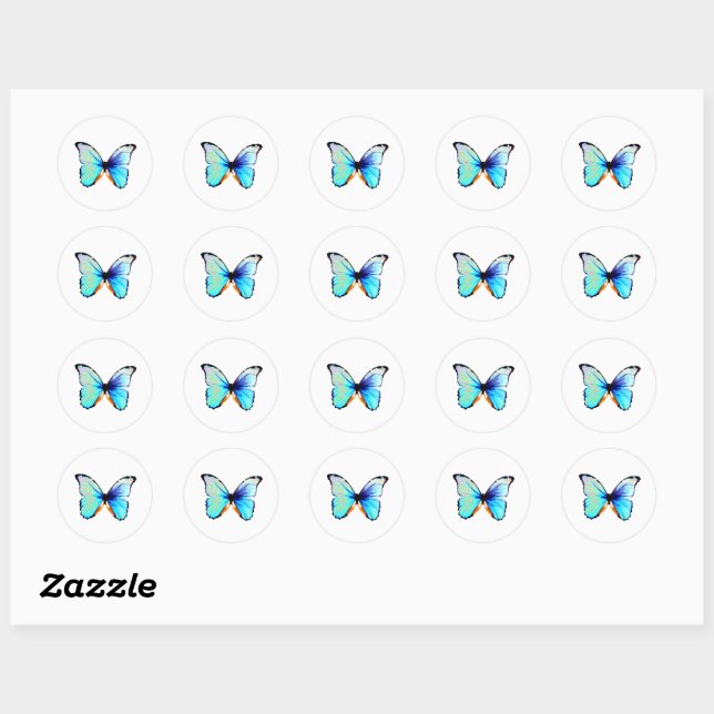 Pegatinas de Mariposa Morpho Azul (Hoja)