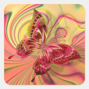 pegatinas de mariposa roja de melocotón