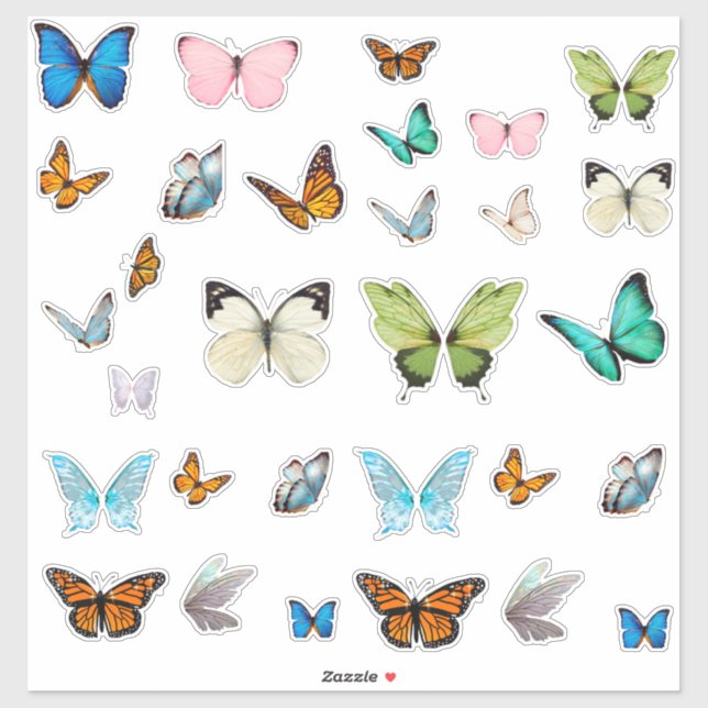 Pegatinas de mariposas caprichosas (Hoja)