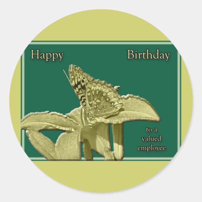 Pegatinas de mariposas de cumpleaños de empleados (Anverso)