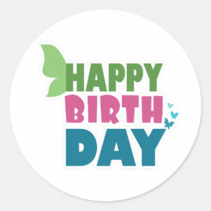 Pegatinas de mariposas de cumpleaños felices