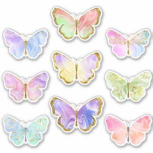 Pegatinas de mariposas de purpurina dorada de colo