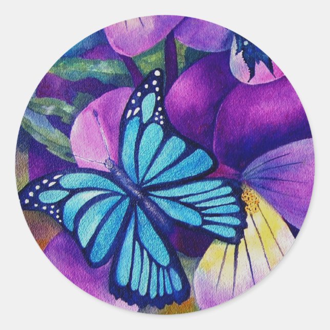 Pegatinas de mariposas y panseys (Anverso)