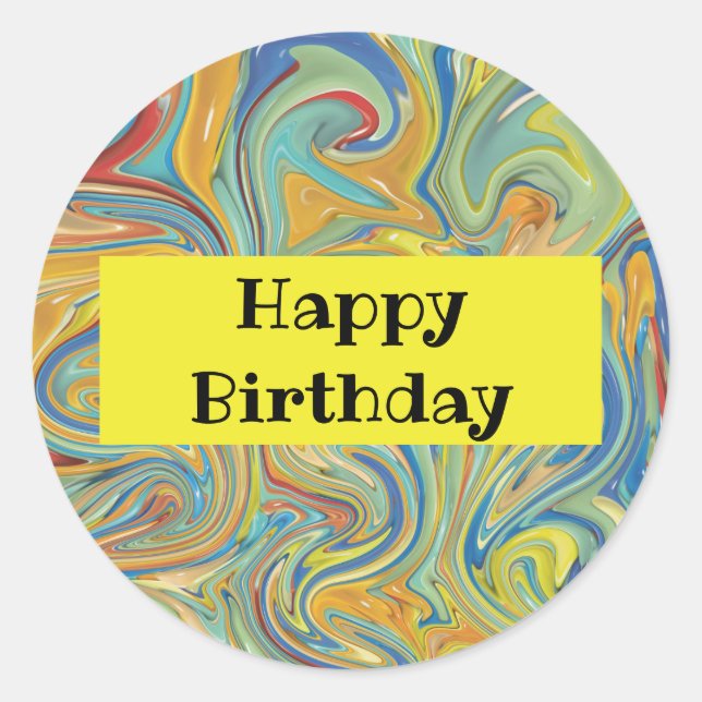 Pegatinas de Mármol de Cumpleaños Feliz (Anverso)